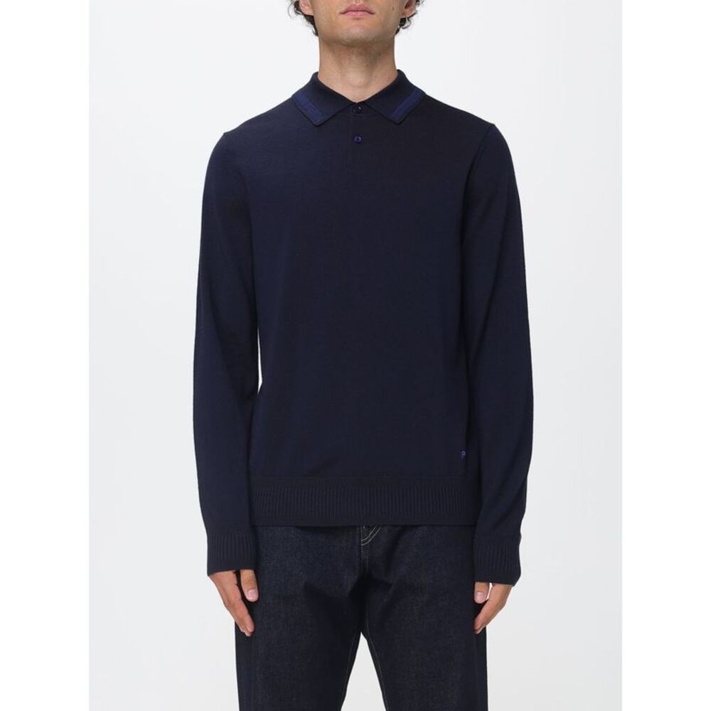 Paul Smith Men Paul Smith Long-Sleeved Knit Polo In Pure Merino Wool